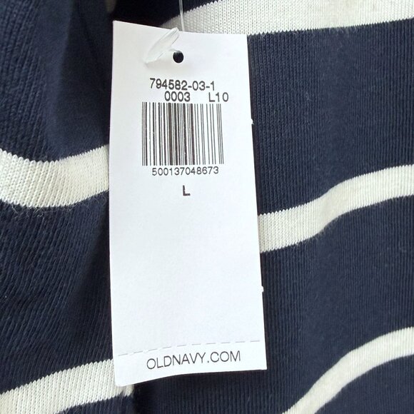 Old Navy Nautical Stripe Tee Womens Large Navy Blue Boat Neck Mariner Top NWT - Picture 5 of 7